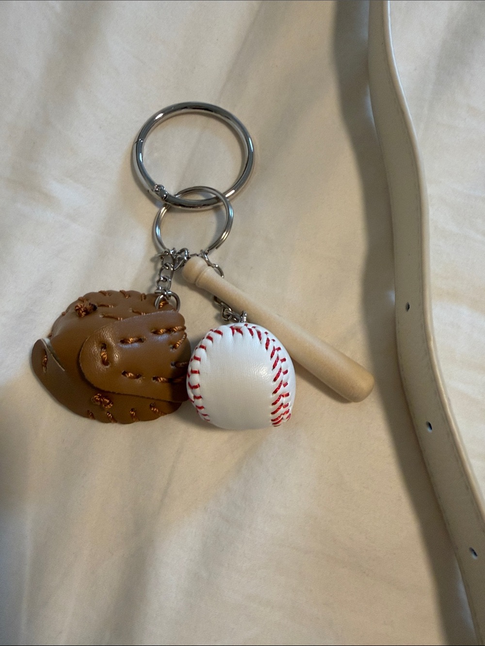 San Francisco Baseball Stitch Hobo Bag in Cream with Red Stitching - Picture 11 of 11